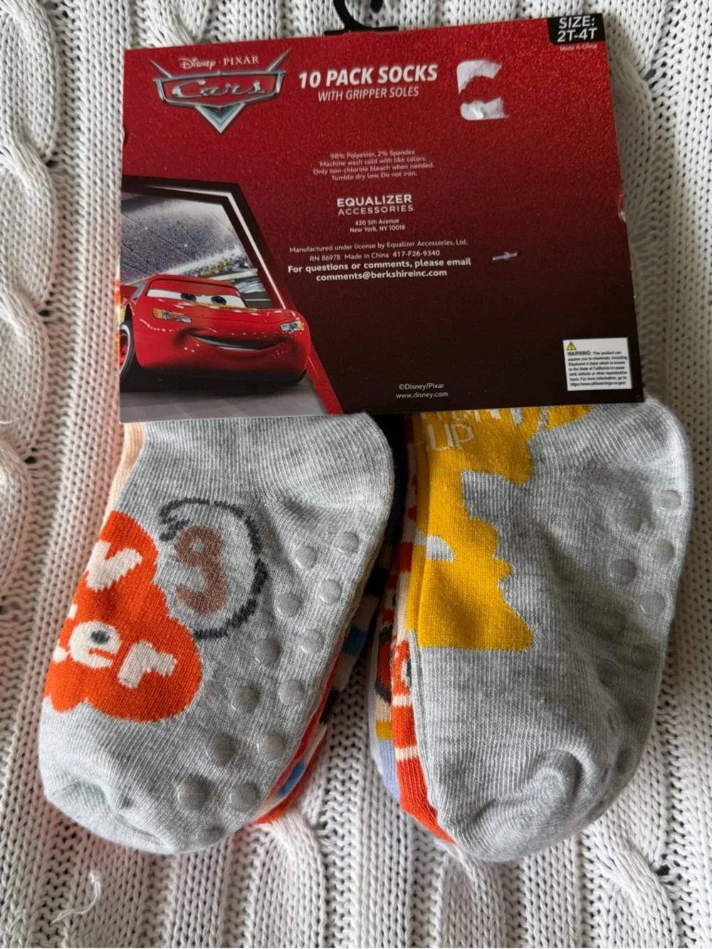 Disney Pixar Cars Socks Toddler 2 4T NEW 10 Pack Lightning McQueen Tow Mater